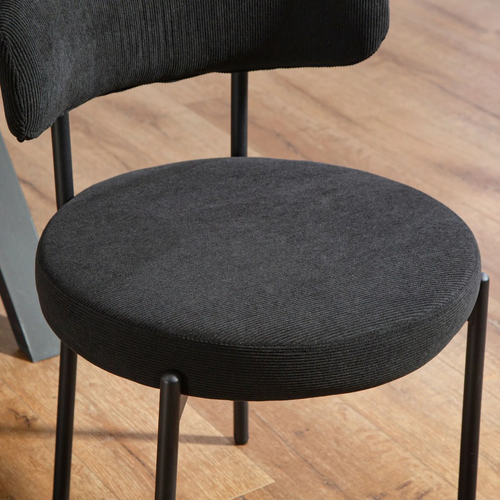 HOMCOM Set de 4 scaune de sufragerie cu spătar din țesătură picioare din oțel 51 x 51 x 76 cm negru | Aosom Romania