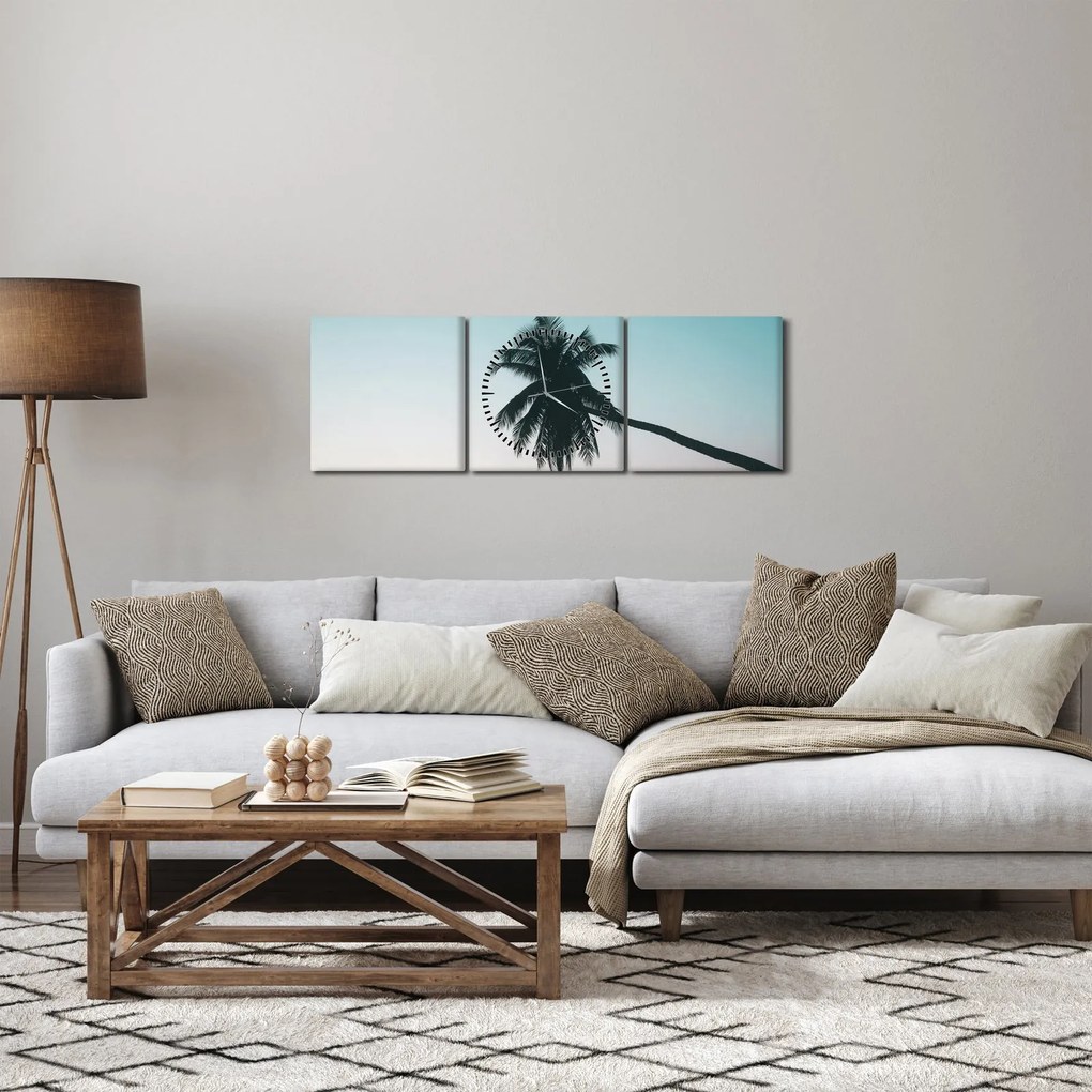 Tablou - Palmier la Bali (cu ceas) (90x30 cm)