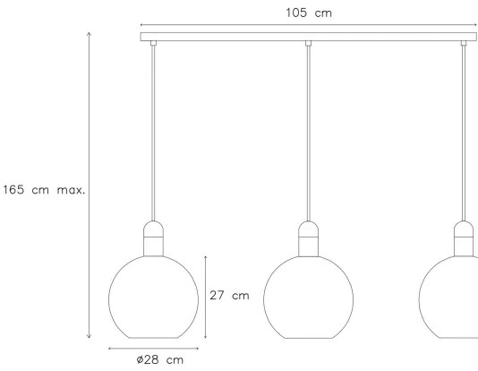 Lampadar pe cablu Lucide 34438/03/65 JULIUS 3×E27/40W/230V
