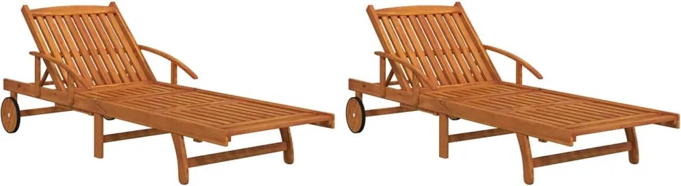 vidaXL Șezlonguri, 2 buc., lemn masiv de acacia