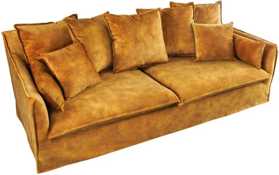 Canapea confortabila Heaven 205cm, catifea galben mustar A-40831 VC