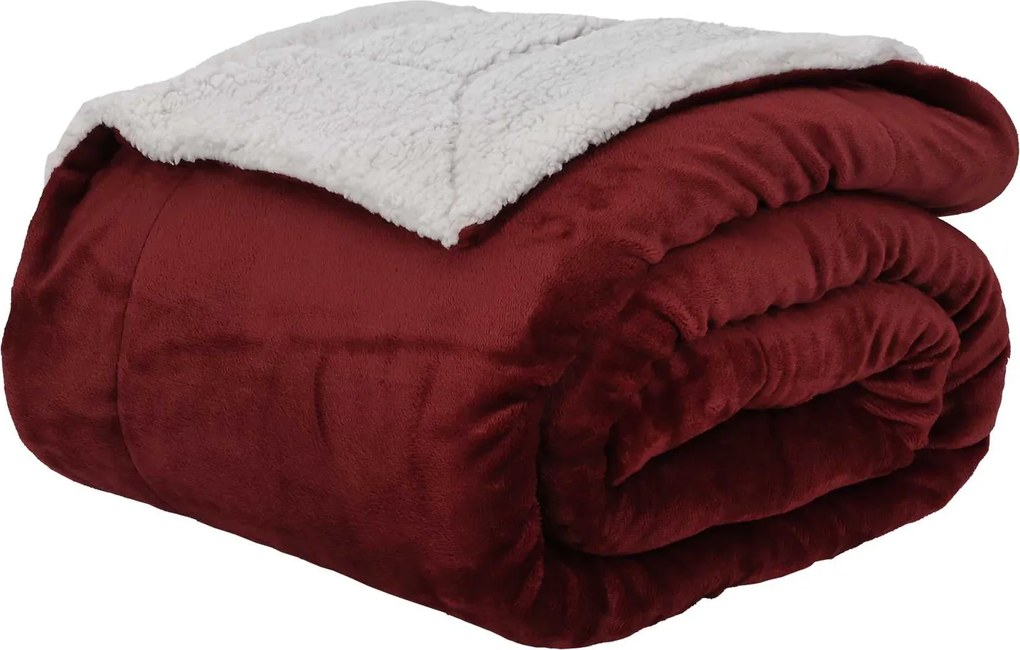 vidaXL Pătura de aruncat Roșu Bordeaux 130 x 150 cm Molton