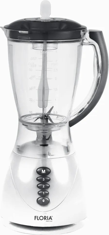 Blender FLORIA ZLN3081 ALB, Putere 300W, capacitate 1.5L, 3 viteze, Functie pulss, vas de plastic