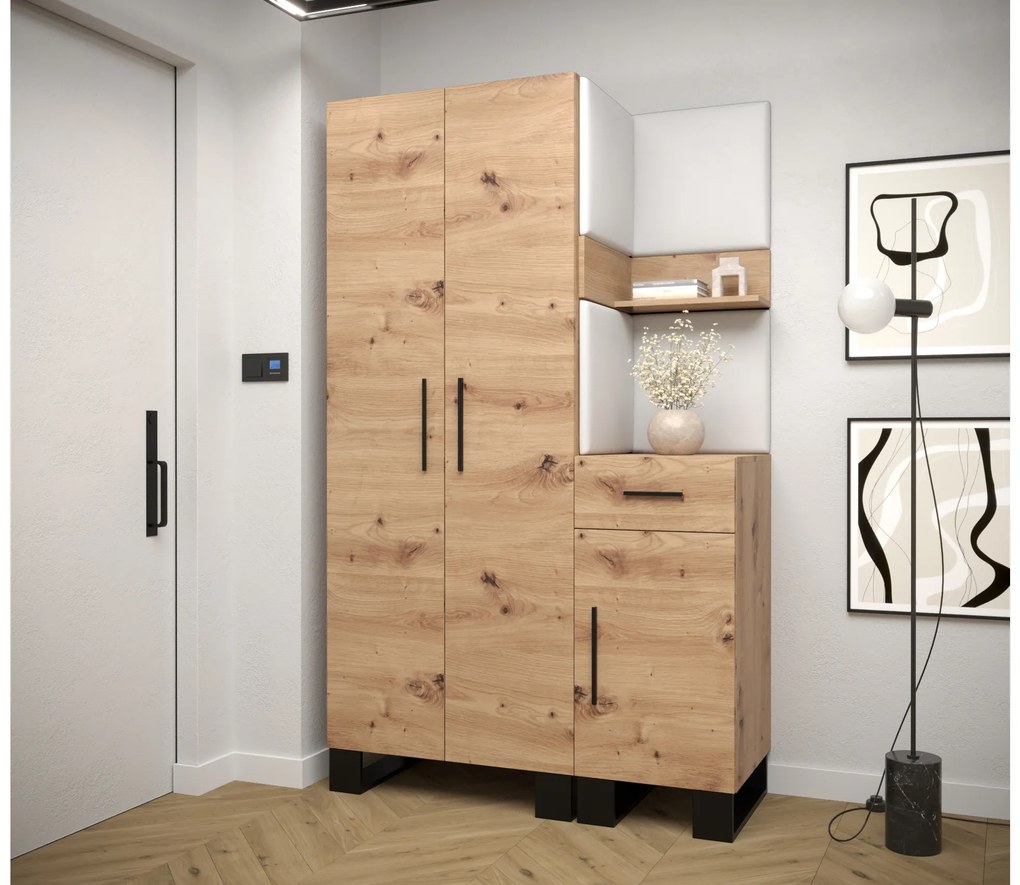 Set mobilier pentru hol Amanda 6 (Stejar artisan + Alb). 1085909
