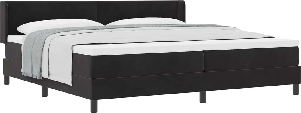 vidaXL Pat cu arcuri cu saltea cu headboard Negru 200 x 200 cm Catifea