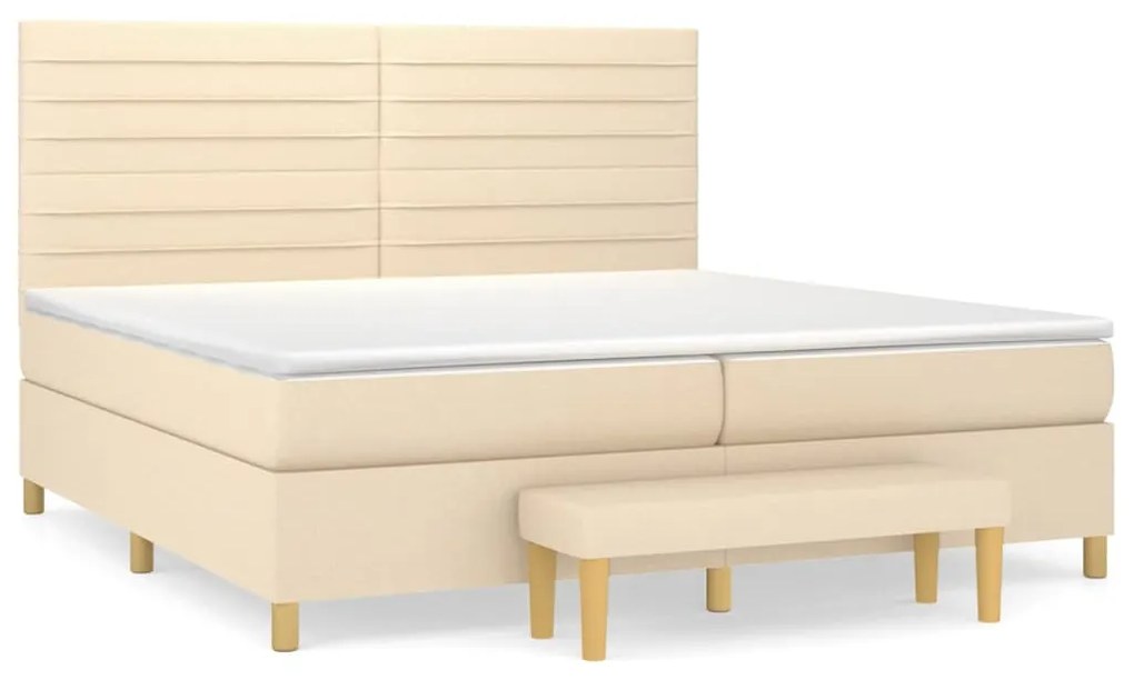 3137266 vidaXL Pat box spring cu saltea, crem, 200x200 cm, textil