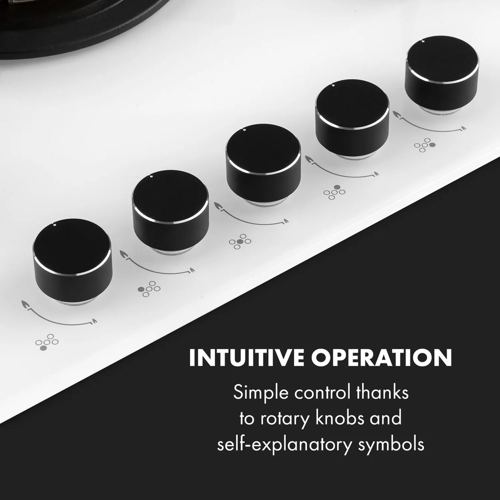 Klarstein Goldflame 5, aragaz pe gaz, 5 arzătoare, arzătoare din alamă, ceramică din sticlă