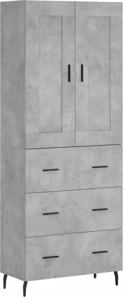 vidaXL Dulap înalt, gri beton, 69,5x34x180, lemn compozit
