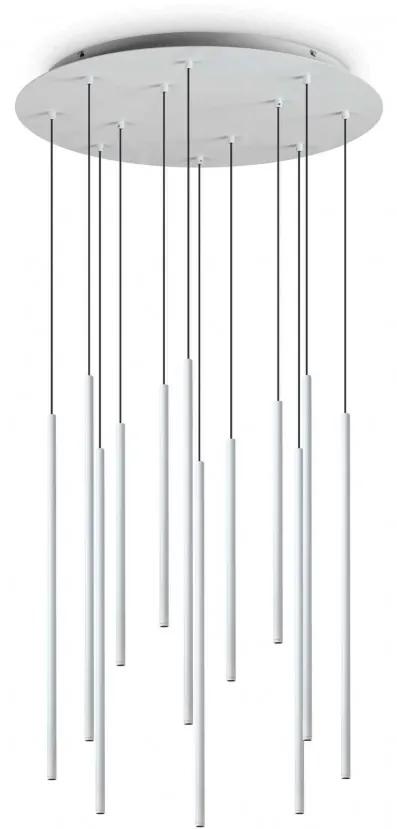 Lustra cu 12 pendule LED design tubular FILO SP12 BIANCO