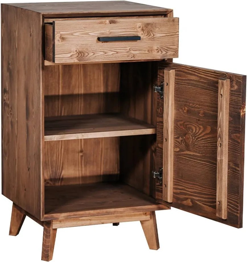 Dulap lemn masiv Timeless 1 Sertar 1 Ușă Whisky, 50 × 45 × 85 cm