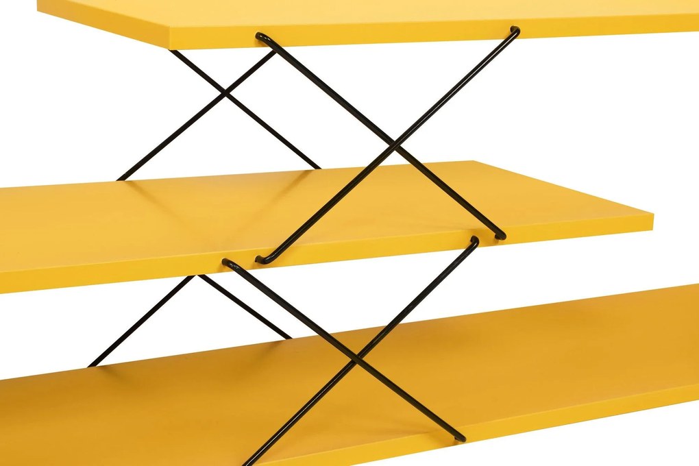 COMODA TV Zigzag, Alb - Gri - Galben - Stejar - Maro, 120 x 40 x 30 cm