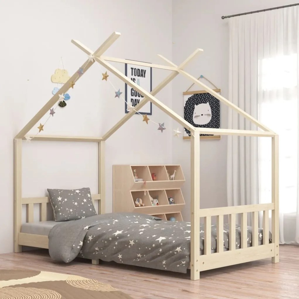 283366 vidaXL Cadru de pat pentru copii, 90 x 200 cm, lemn masiv de pin