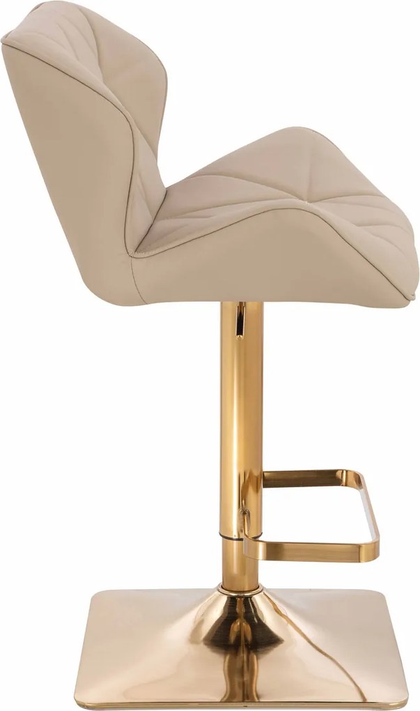 HR111KW Scaun Crem Piele Ecologica Premium Soft cu Bază Aurie