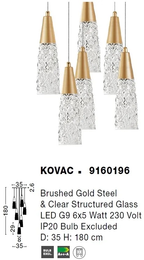 Lustra cu 5 pendule design modern KOVAC