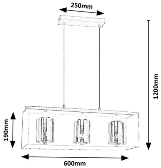Lustră pe cablu CHADWICK 3xE27/25W/230V Rabalux 72033