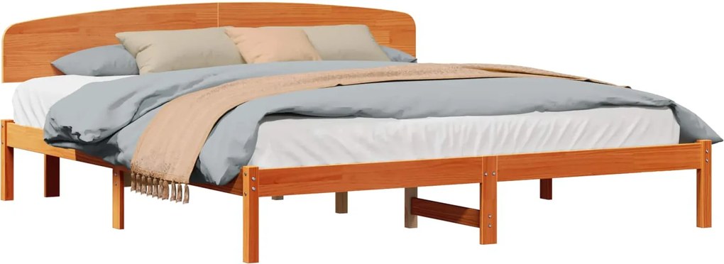 vidaXL Cadru de pat Maroniu cerat 200 x 200 cm Lemn de pin masiv