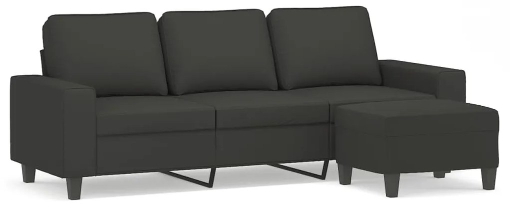 3153535 vidaXL Canapea cu 3 locuri și taburet, gri închis, 180 cm, microfibră
