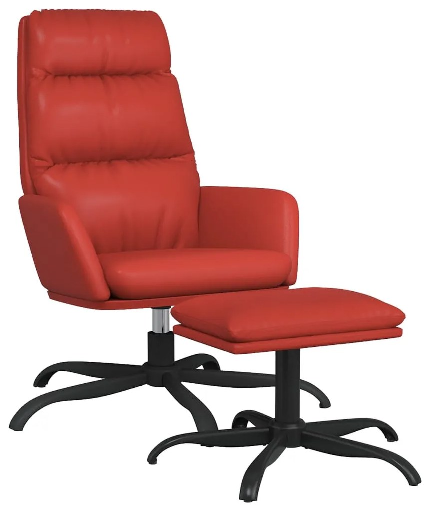3097539 vidaXL Scaun de relaxare cu taburet, roșu vin, piele ecologică
