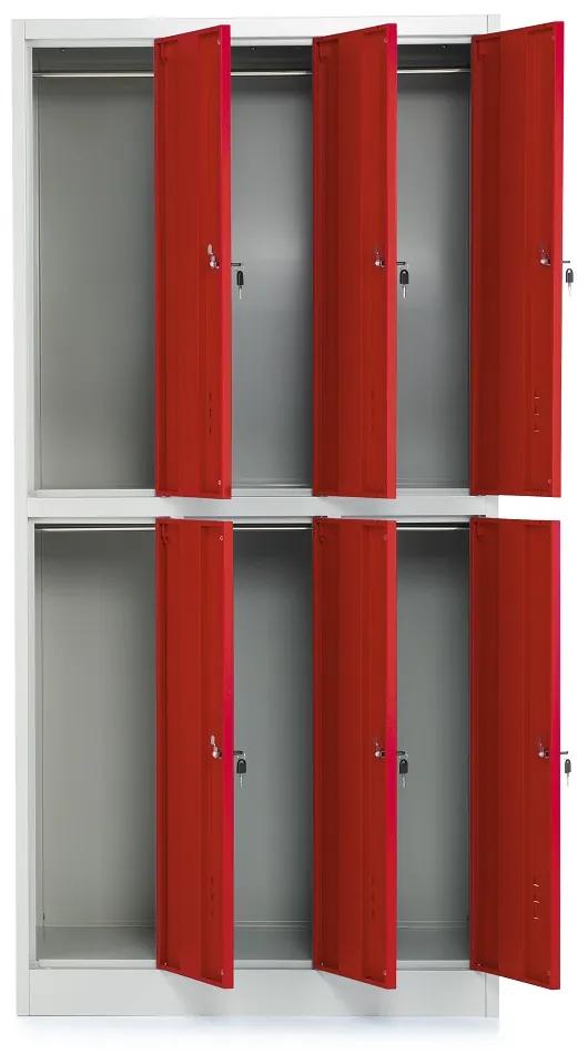 Dulap metalic - 6 cutii, 90 x 45 x 185 cm, incuietoare cu cilindru, rosu - ral 3000