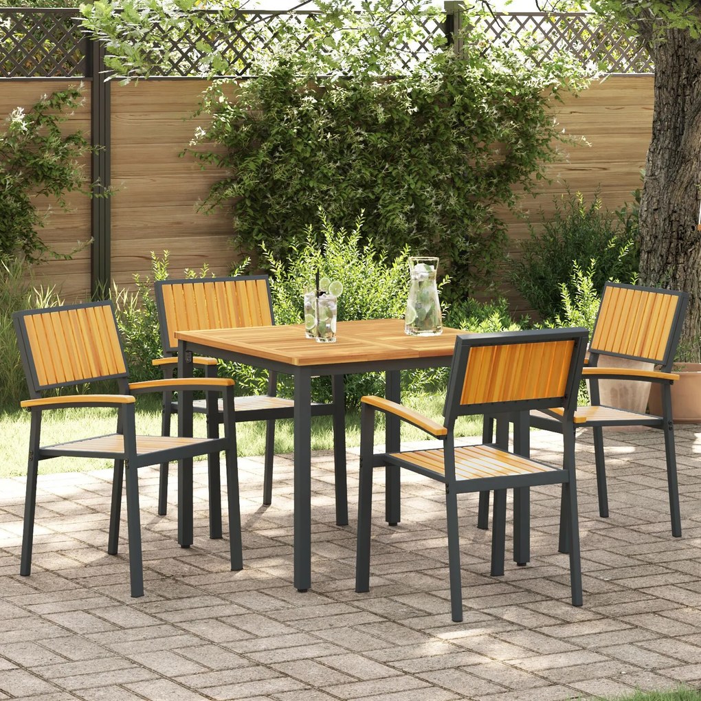 vidaXL Set de dining pentru grădină cu 5 piese din lemn masiv de acacia și metal