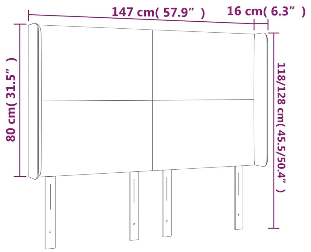 Tablie de pat cu aripioare gri inchis 147x16x118 128 cm catifea 1, Morke gra, 147 x 16 x 118 128 cm