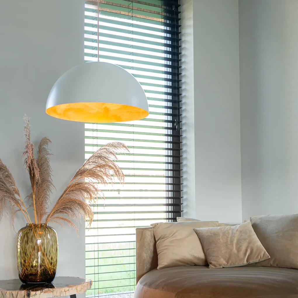 Lampă industrială cu pandantiv alb cu auriu 50 cm - Magna Eco