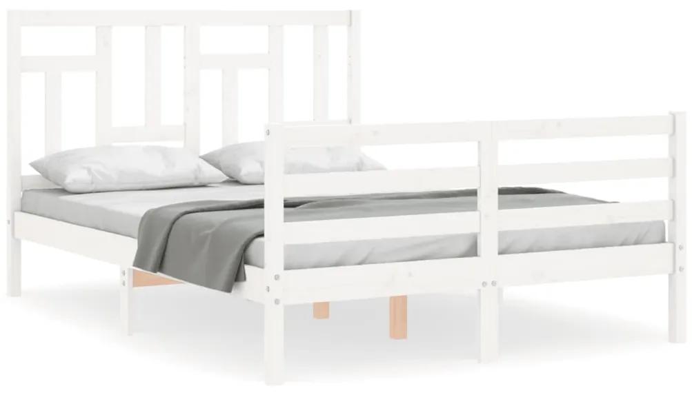 3194962 vidaXL Cadru de pat cu tăblie, alb, 140x200 cm, lemn masiv