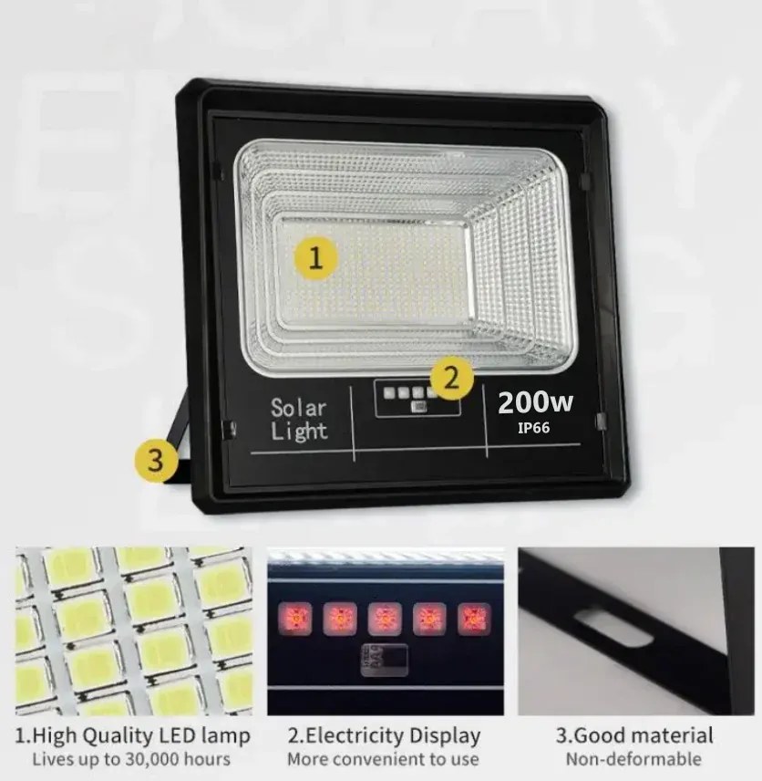 Proiector Solar 200w IP 66 cu panou solar