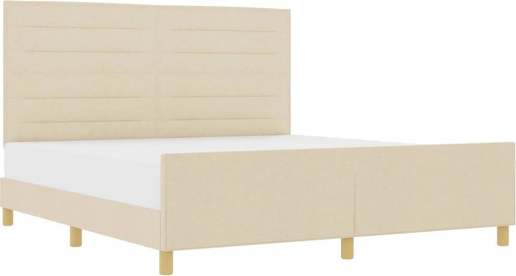vidaXL Cadru de pat cu headboard Crem 180 x 200 cm țesătură