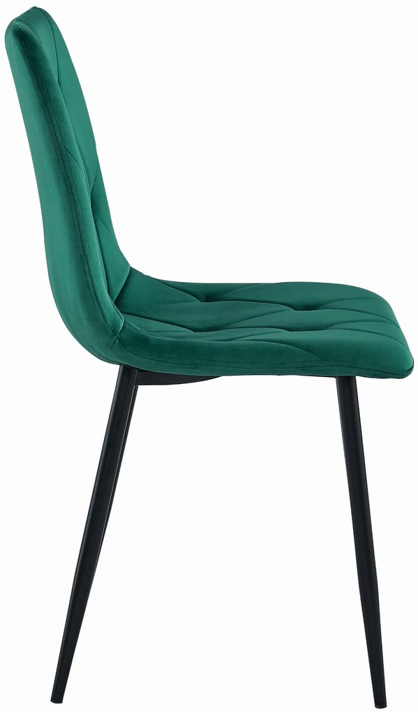 Scaun dining catifea LIBRA verde închis cu picioare negre
