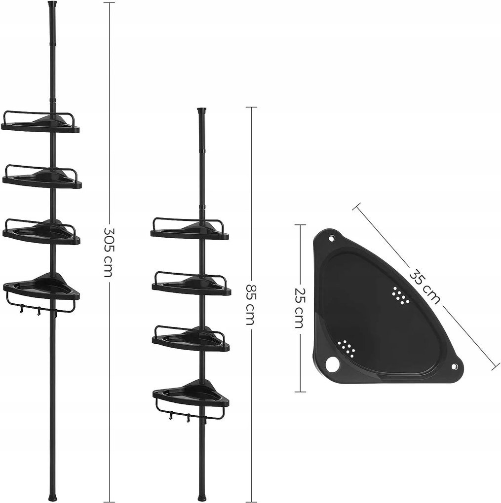 Polita telescopica pentru baie BLAKO, neagra