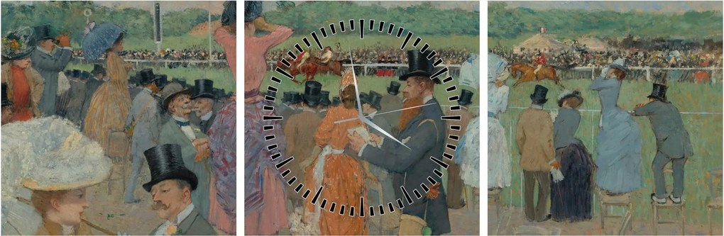 Tablou - Jean-Louis Forain, The Races at Longchamp, reproducere (cu ceas) (90x30 cm)