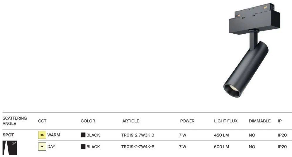 Spot LED, accesoriu pentru sina magnetica S35, Focus LED 7W 4000K