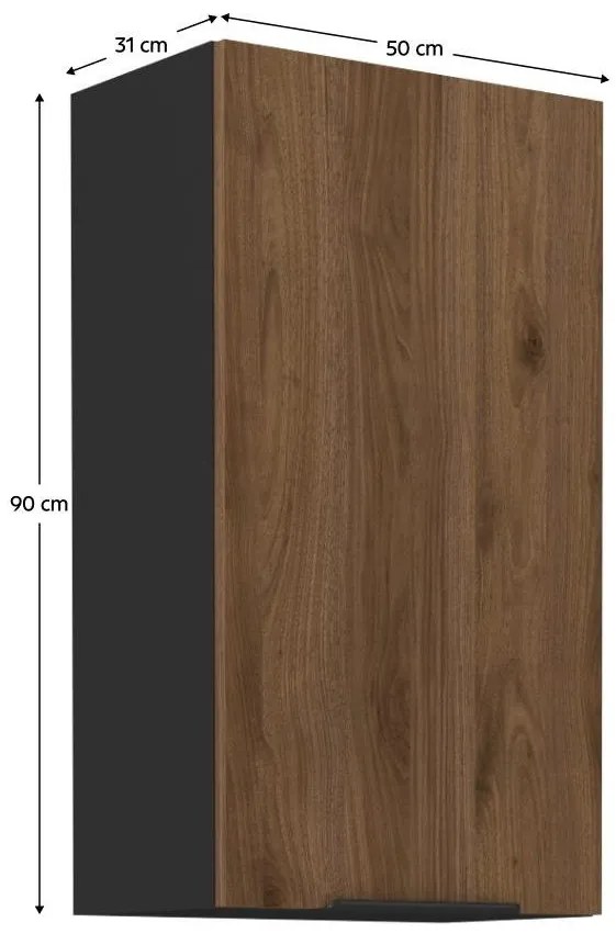 Dulap superior de bucătărie Monzesa 50 G 90 1F (nuc okapi + negru) . 1096960