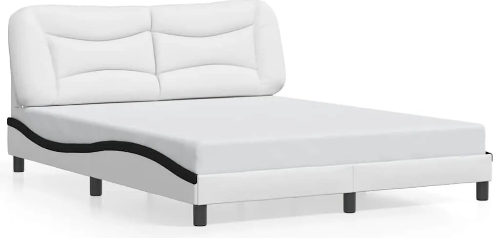 vidaXL Cadru de pat fără saltea, Hvar, alb/negru, 160x200 cm, piele ecologică