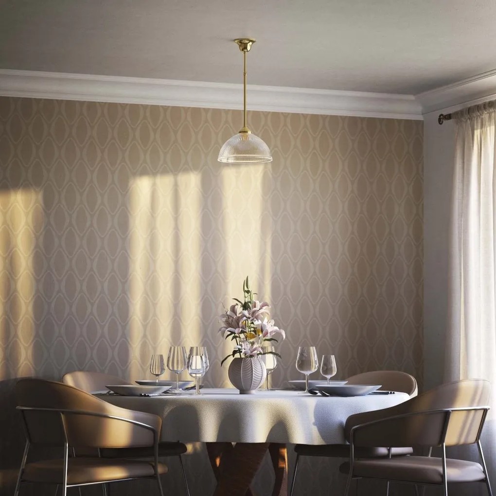 Lustra stil neoclasic din alama si abajur ceramic Elide