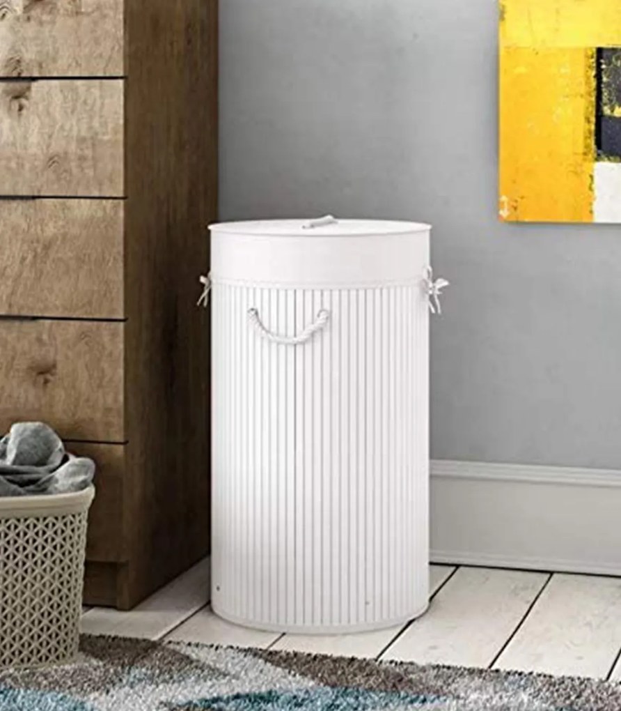 Cos rufe rotund 70 l Bambus Alb