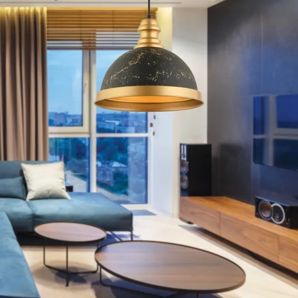 Lustră suspendată cu cablu MONZA 1xE27/40W/230V, Ø 29 cm, negru/bronz