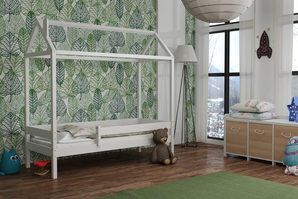 Pat pentru copii Casa Paul - Alb 180x80 cm pat fără spațiu de depozitare