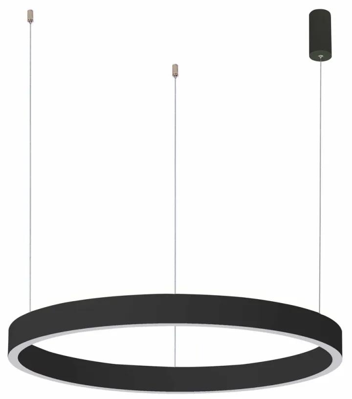 Lustra moderna neagra rotunda din metal cu led Brasco d80
