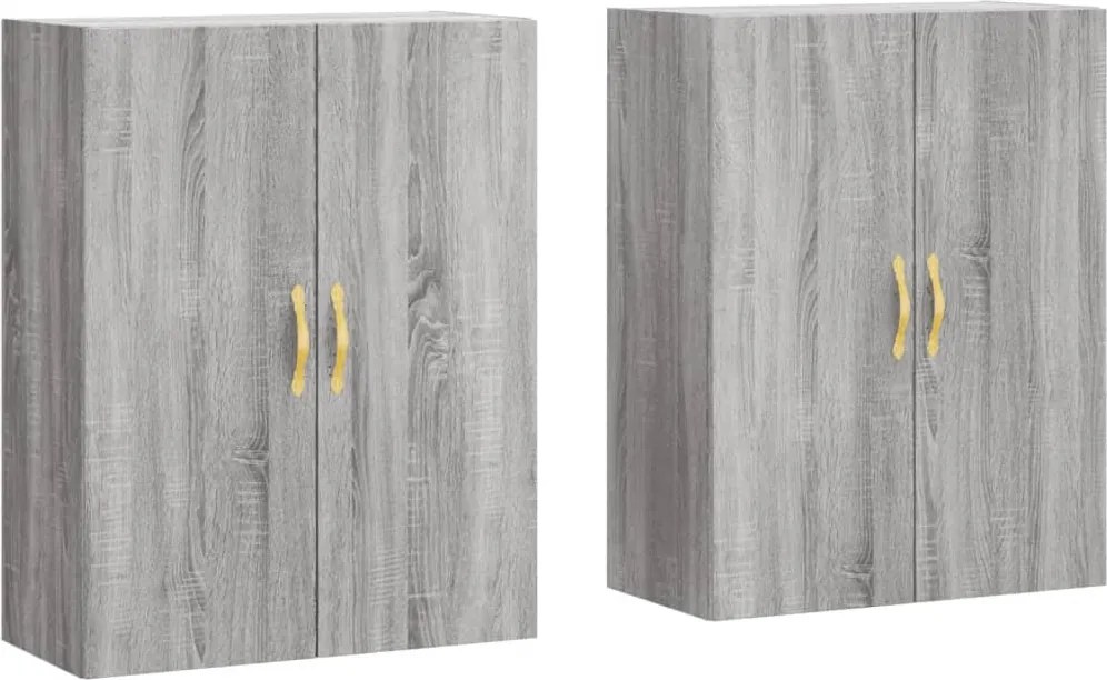vidaXL Dulapuri montate pe perete, 2 buc, gri sonoma, 69,5x34x90 cm
