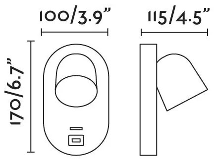 Aplica perete moderna cu USB charger CORB alba 40135