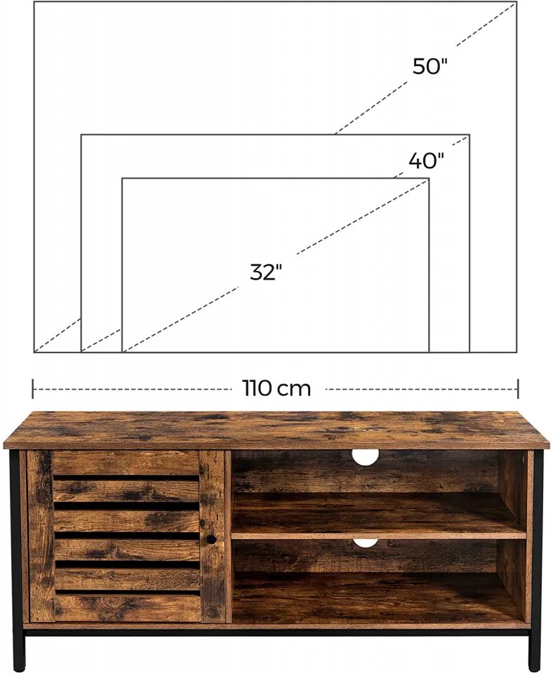 COTVI7 - Comoda TV 110x40x50 cm, living, dormitor, stil industrial - Maro