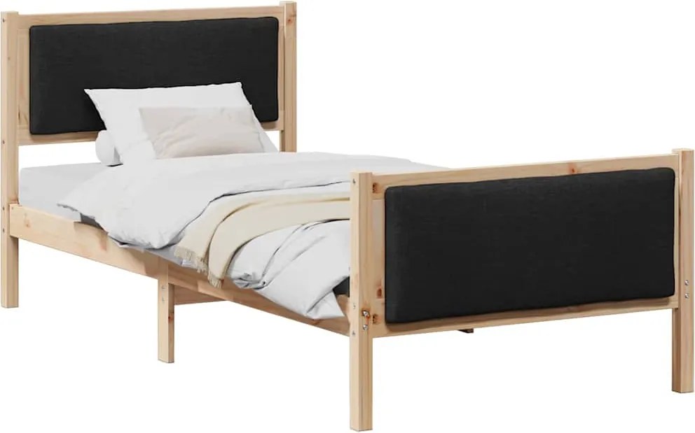 vidaXL Cadru de pat cu headboard Negru 90 x 190 cm țesătură