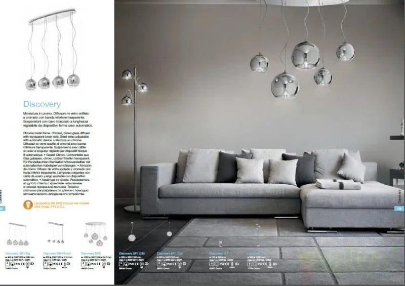 Lampadar, lampa de podea cu 3 Globuri cromate DISCOVERY PT3 017754