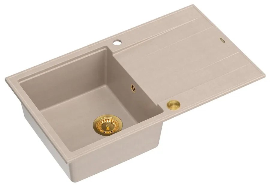 Chiuveta compozit incastrata Quadron Unique Evan 111 bej - auriu 86x50 cm