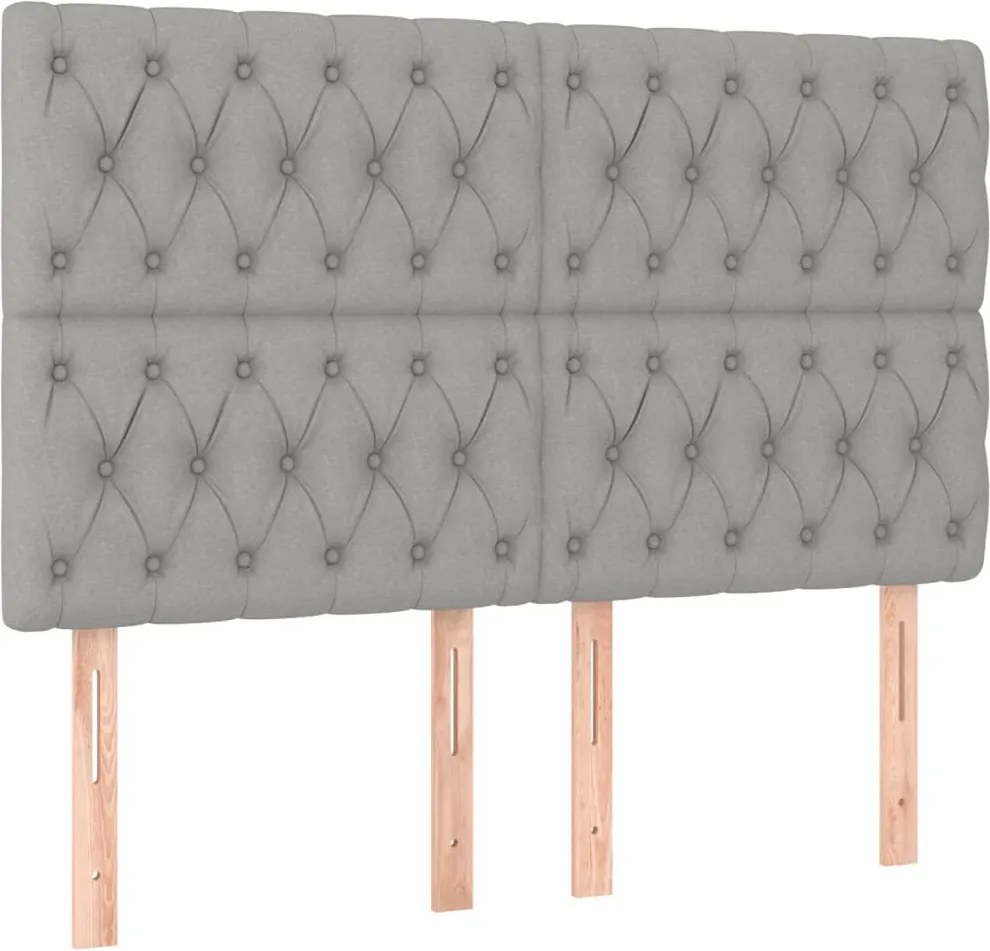 vidaXL Tăblie de pat gri deschis 160x7x118/128 cm, material textil