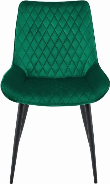 OFERTA Scaun din catifea verde inchis VERDO cu picioare negre Calitatea a II-a