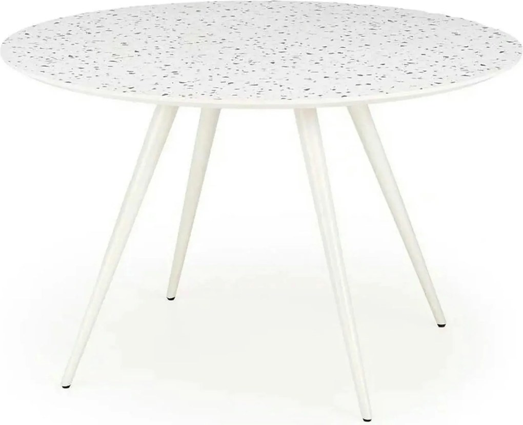 Masa ARAMIS, alb/terrazzo, 120x120x76 cm