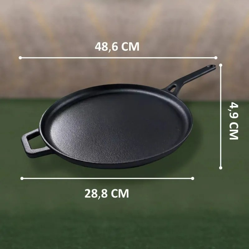 Tigaie pentru clatite din fonta Kinghoff KH 1895, 29 cm, Suprafata neaderenta, Inductie, Negru